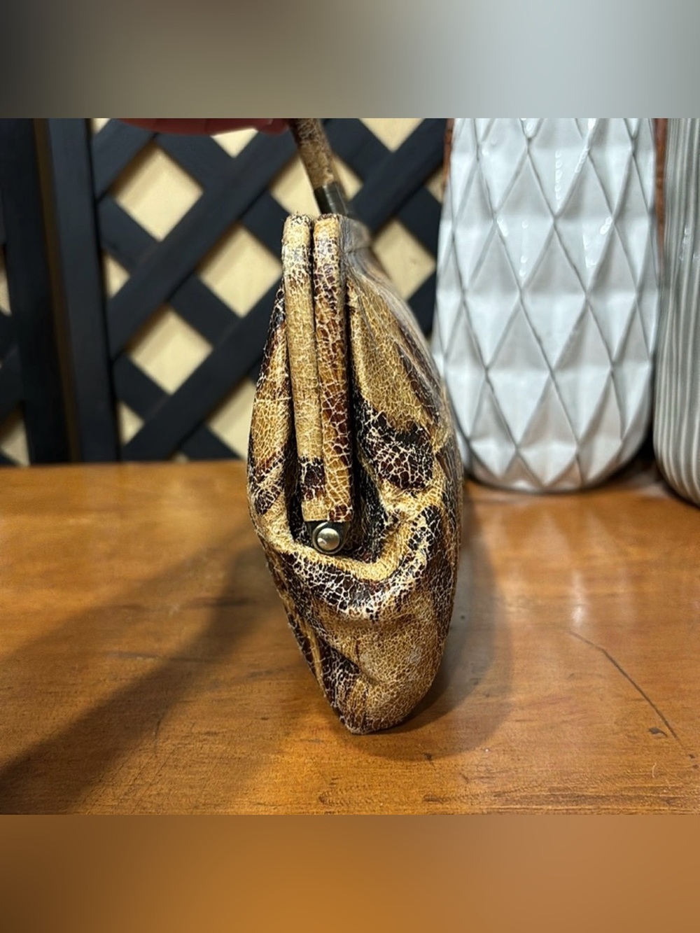 HOBO Brown Croc-Embossed Leather Hobo Clutch - Picture 5 of 11